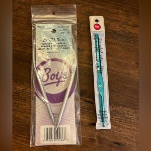 Boye Circular Knitting Needles 6mm & Boye Aluminum Crochet Hook 6mm (2 Pieces)